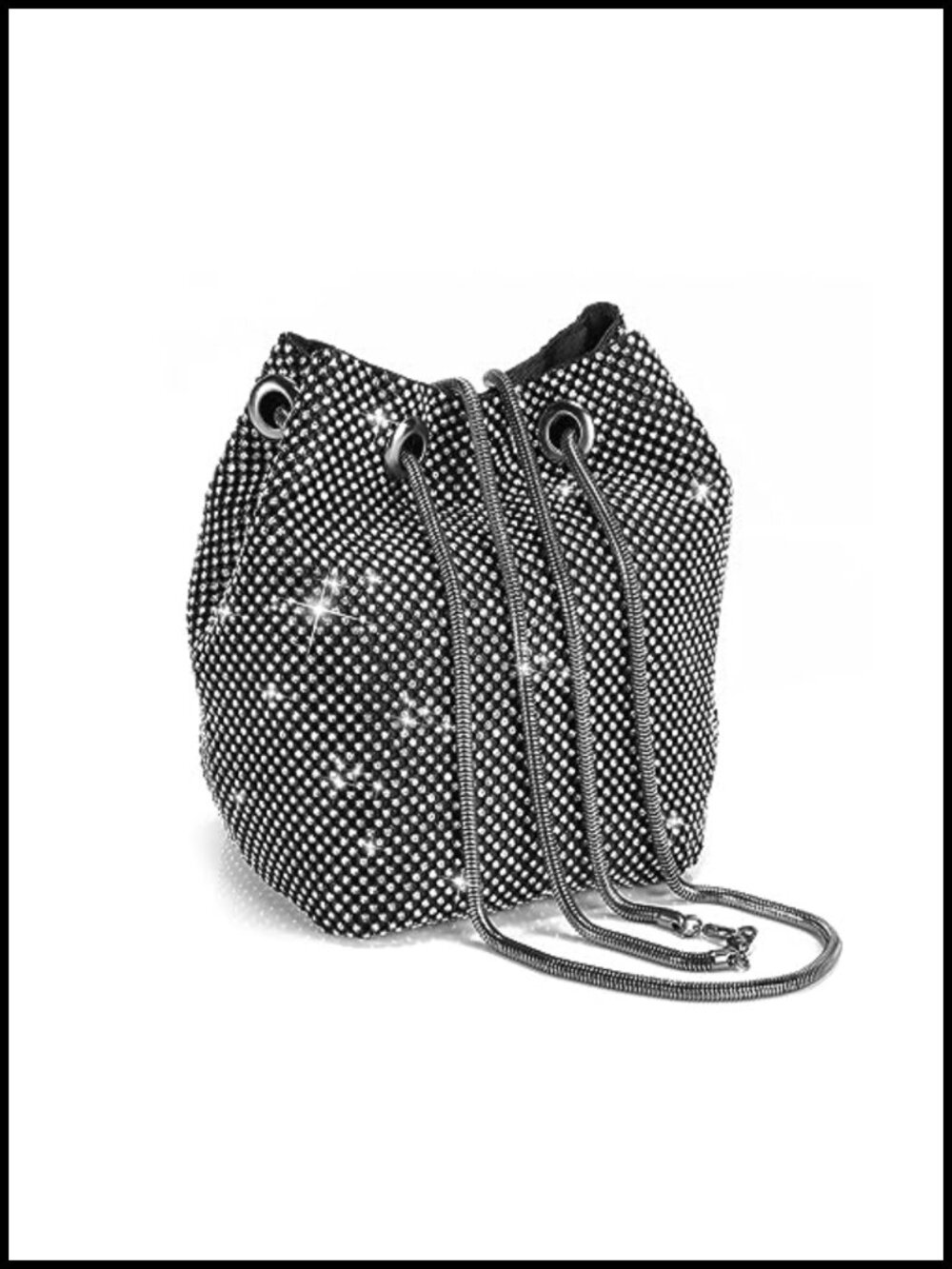 Rhinestone Satin Bucket Bag Evening Clutch Party Wedding Prom